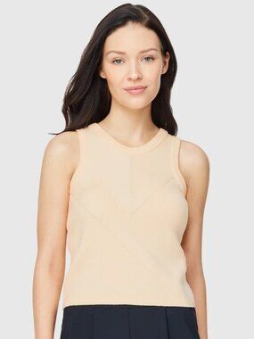 *NWOT Friday FWD Women's Fine Knit Patterned Tank Ecru Cream Medium